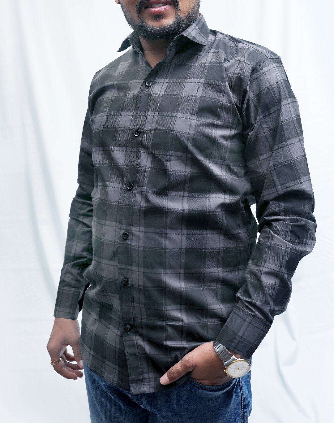 Blue Chequered Brushed Cotton