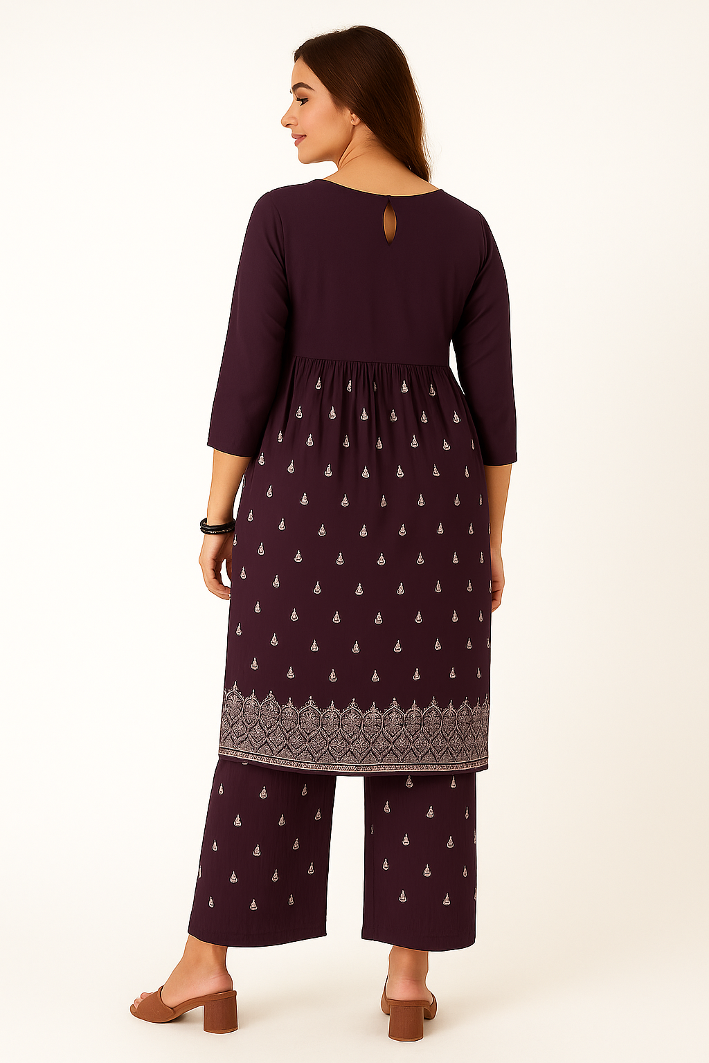 Women's Kurti & Pants (Set) - Maroon Color